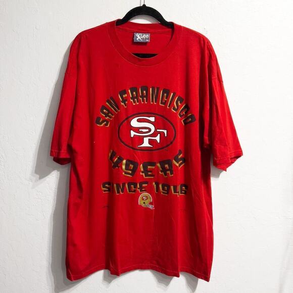 Vintage Lee Tee Shirt 49ers Mens XXL Football San Francisco Crew Neck Tshirt Red - Picture 1 of 10